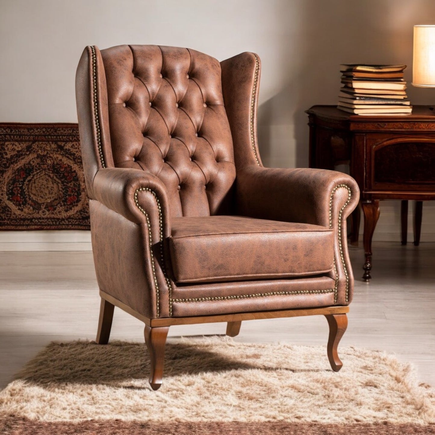 Quinn Fireside Chair - Brown