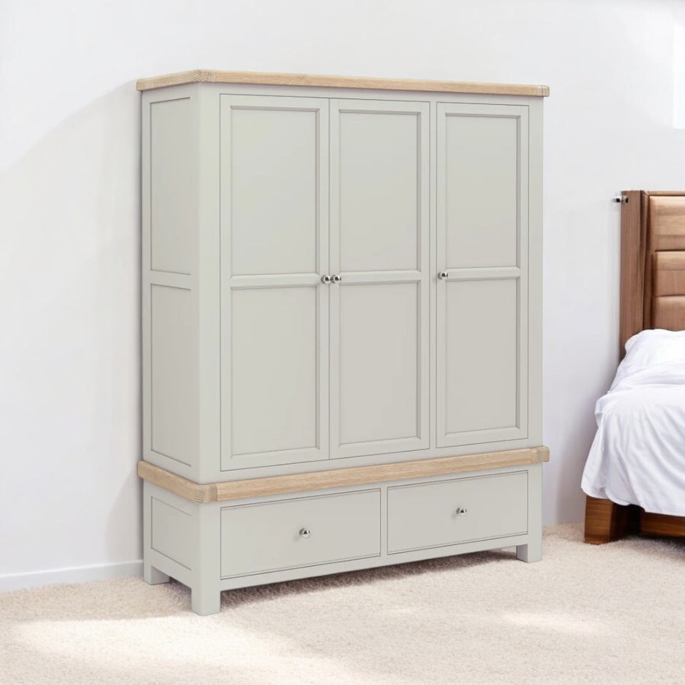 Toronto Triple Wardrobe - Grey & Oak