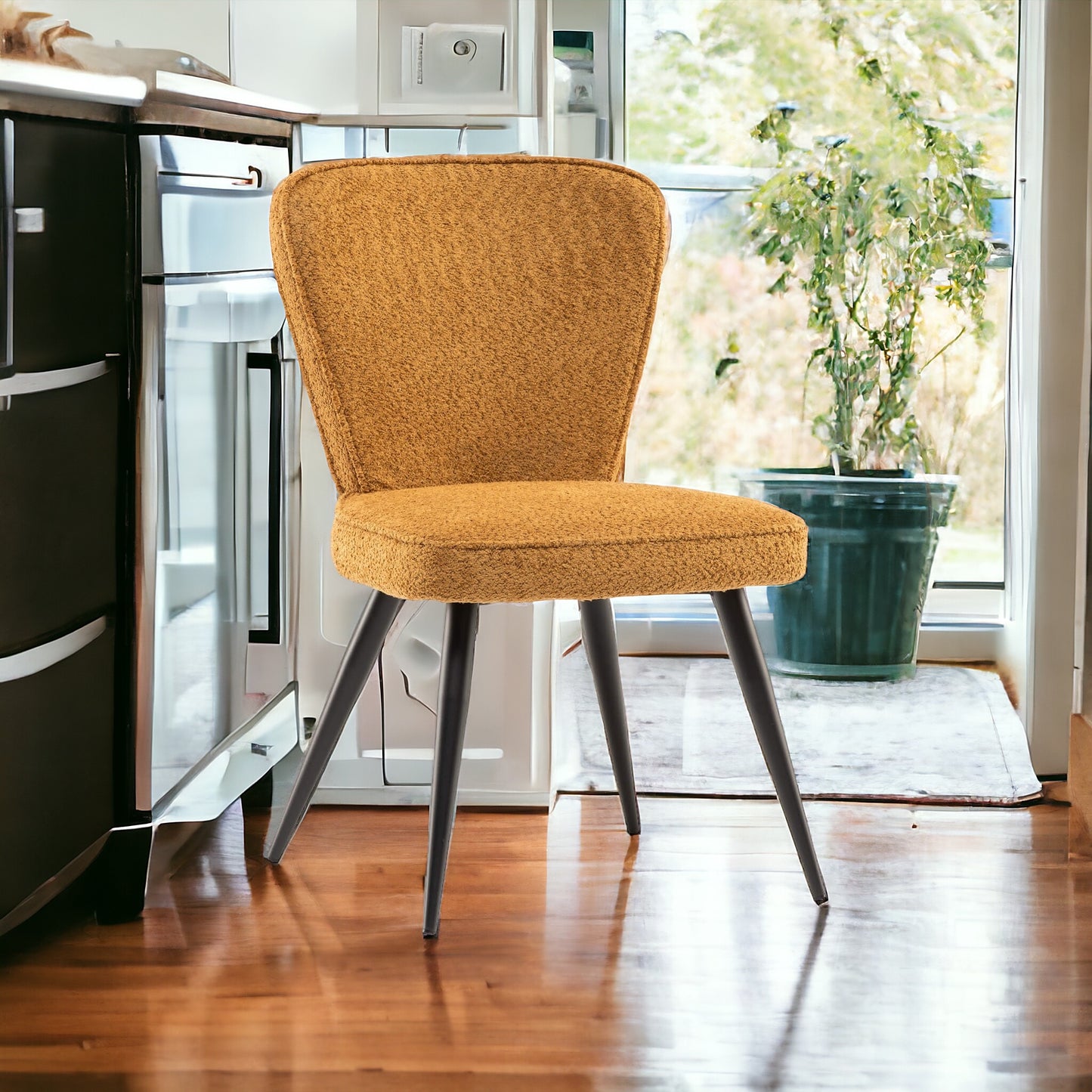 Flavia Dining Chair - Mustard Boucle