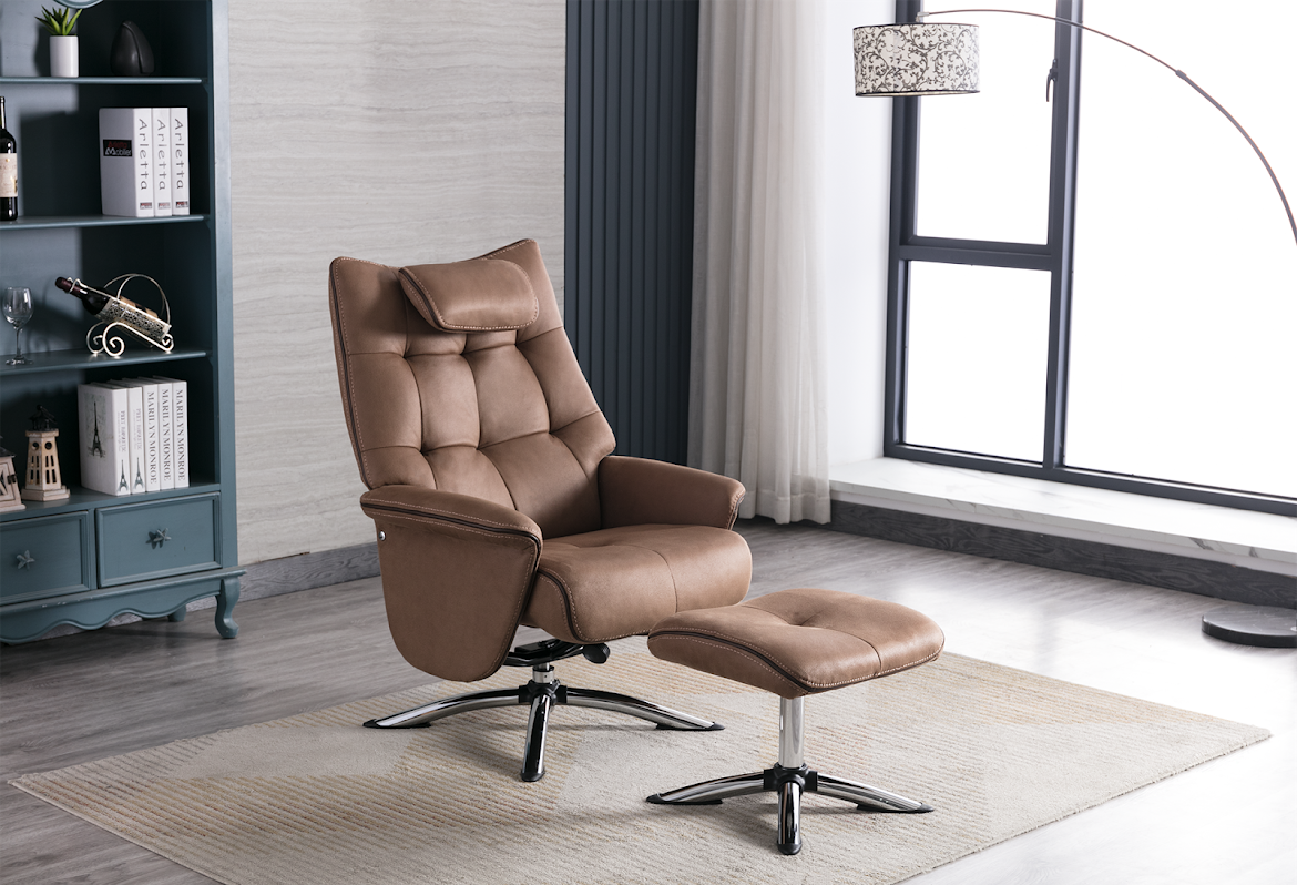 Milly Relax Chair & Stool - Chestnut
