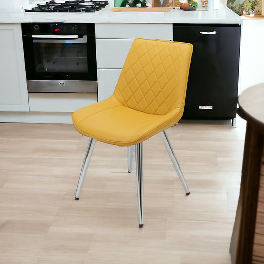 Solero Dining Chair - Mustard (Chrome Leg)