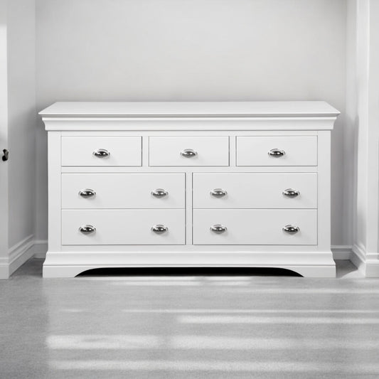 Mabel Seven Drawer Wide Chest - White