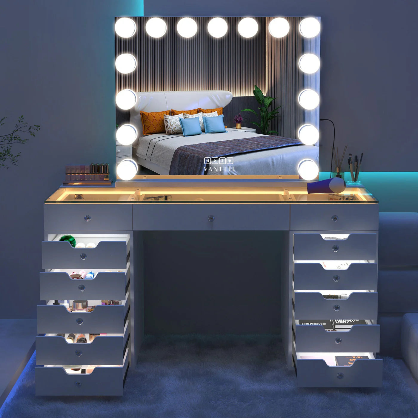 Makeup stand with mirror online