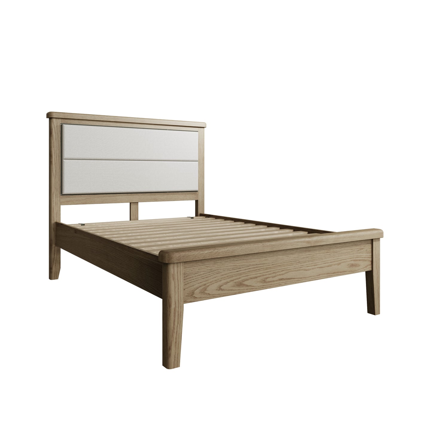 Heritage Oak Fixed Bed Frame - Fabric Headboard