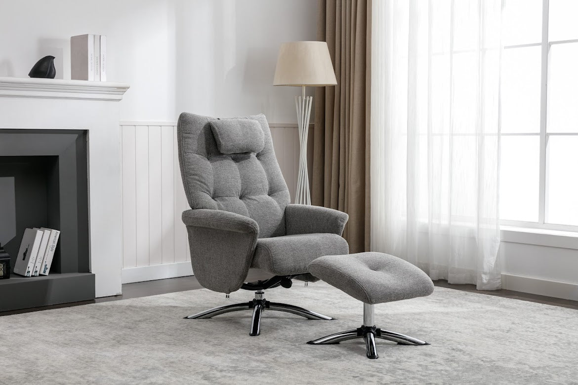 Milly Relax Chair & Stool - Grey